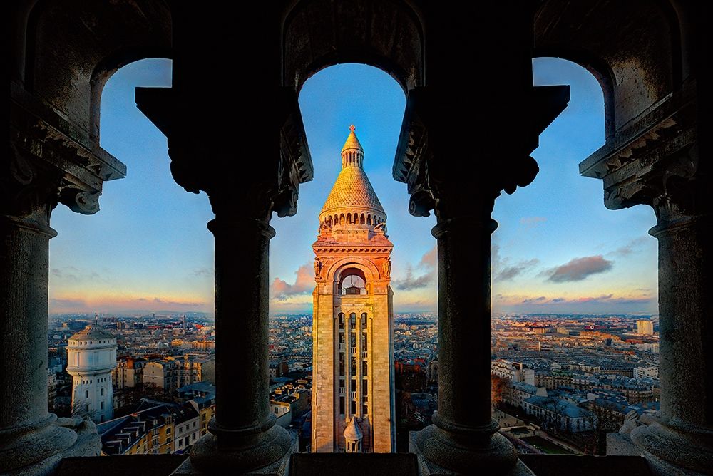 Paris-France-skyline with Eiffel Tower from the screecher dome balcony